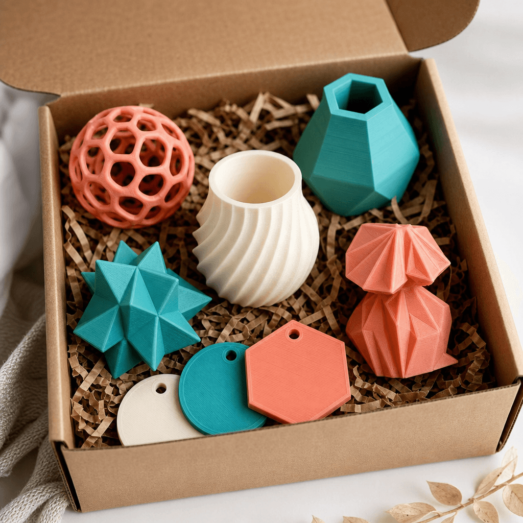 Assorted 3D printed gifts and décor